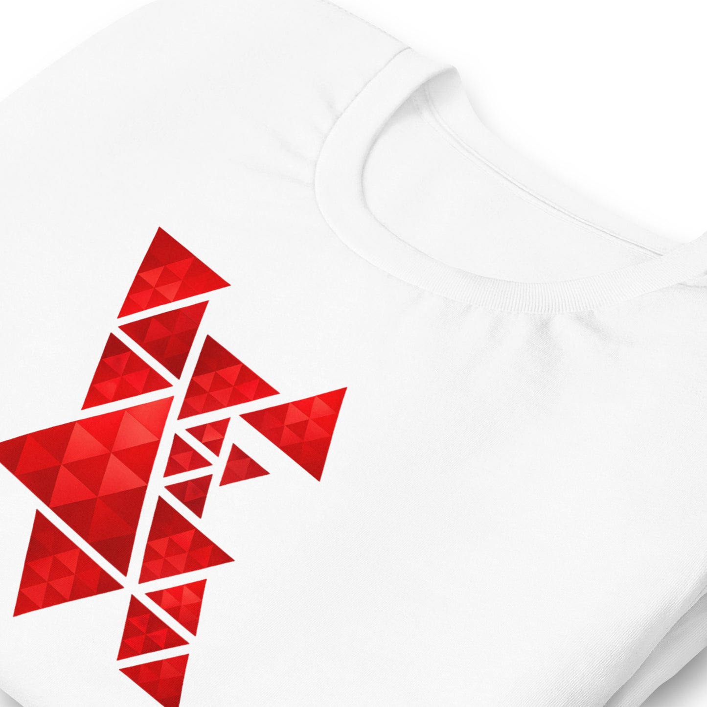 Geometric Red Triangles Graphic Tee - Abstract Mosaic Art T-Shirt