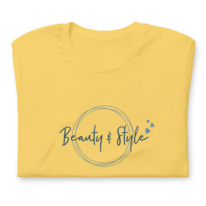 Elyx "Beauty & Style" Elegant Graphic Tee - Minimalist Script Design for Women