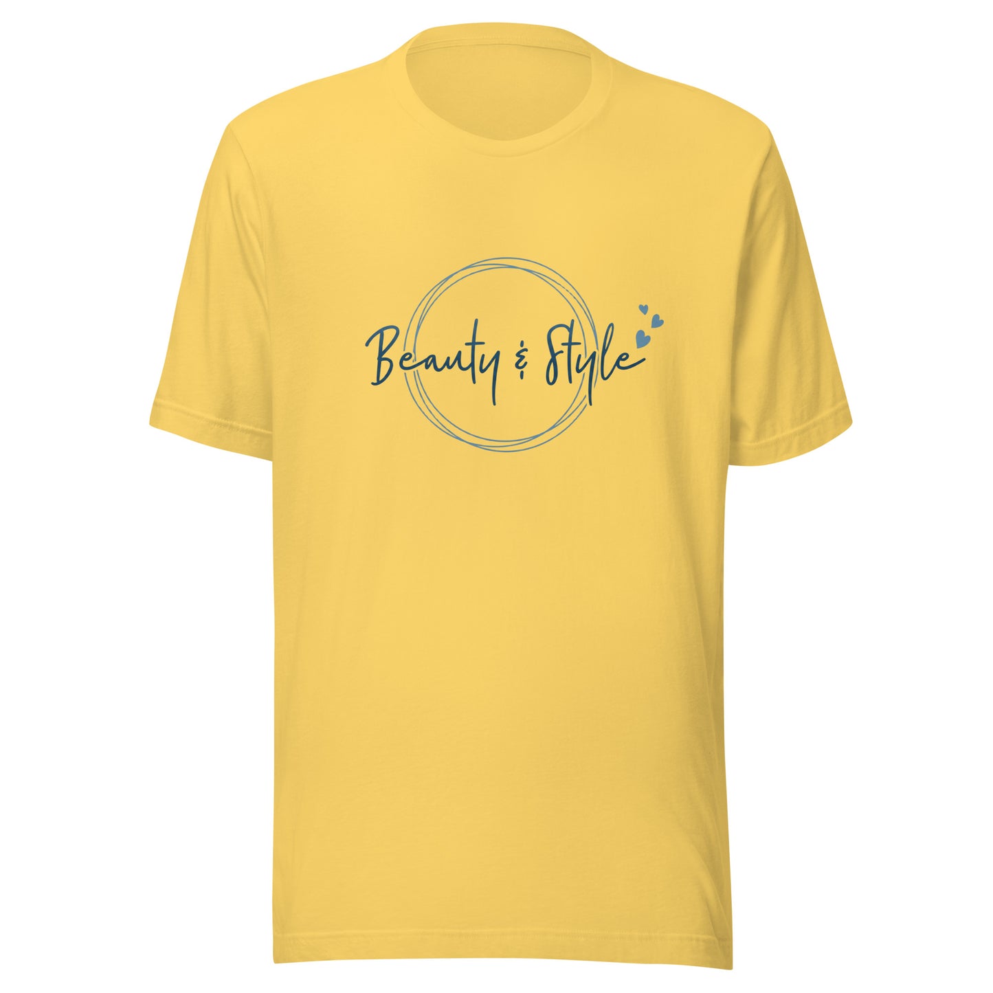 Elyx "Beauty & Style" Elegant Graphic Tee - Minimalist Script Design for Women