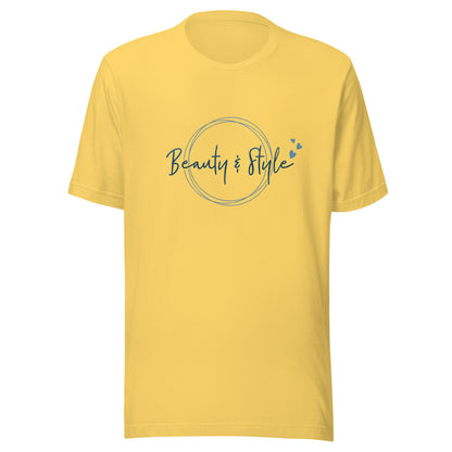 Elyx "Beauty & Style" Elegant Graphic Tee - Minimalist Script Design for Women